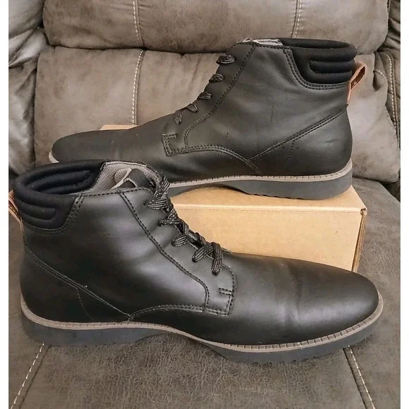 Dr. Scholl's Shoes Mens Syndicate Black Flat Ankle Boots Size 8 Man-Made - Picture 10 of 11